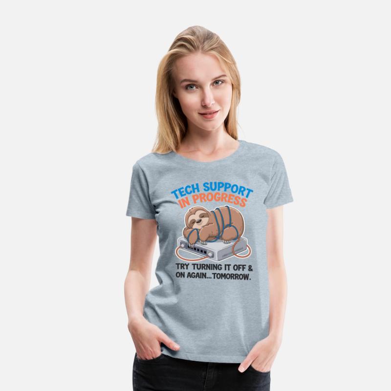 Tech Support Sloth T-Shirt–Funny Lazy IT Help Desk
