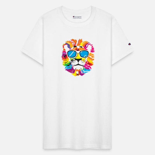 The Colorful Lion Head with Glasses