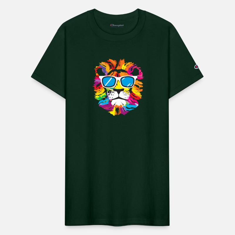 The Colorful Lion Head with Glasses