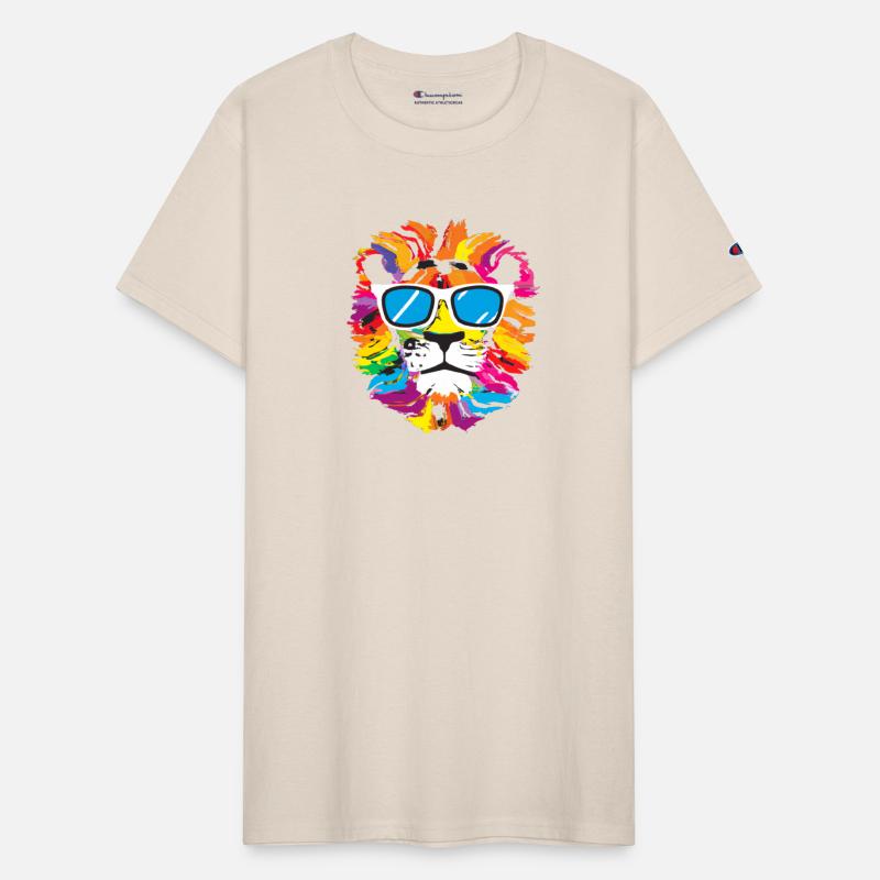 The Colorful Lion Head with Glasses