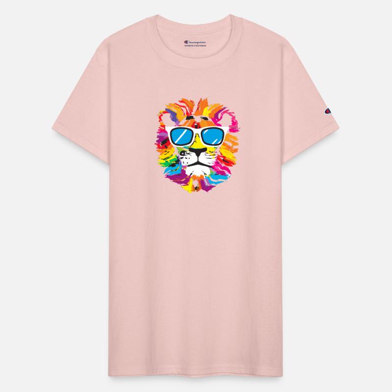 The Colorful Lion Head with Glasses