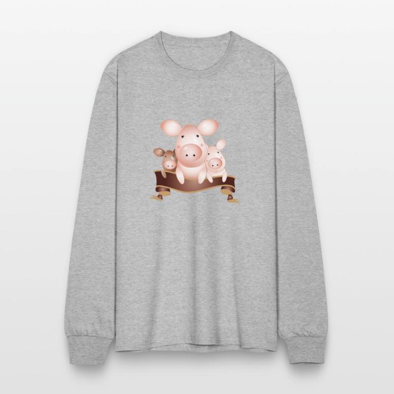 three adorable cute pigs with banner