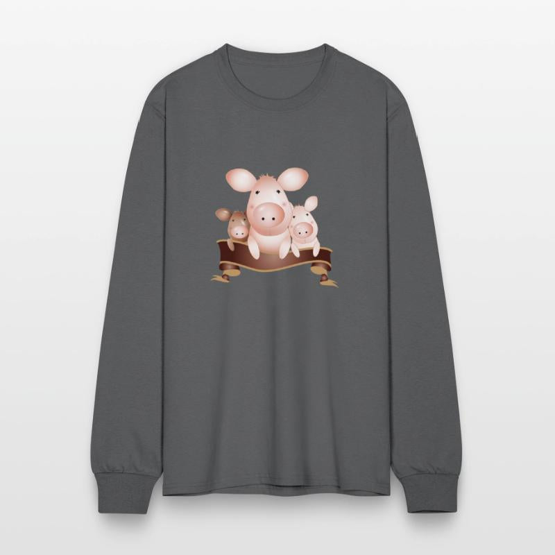 three adorable cute pigs with banner