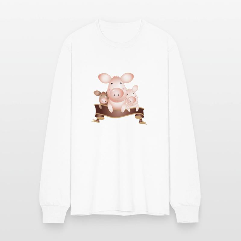 three adorable cute pigs with banner