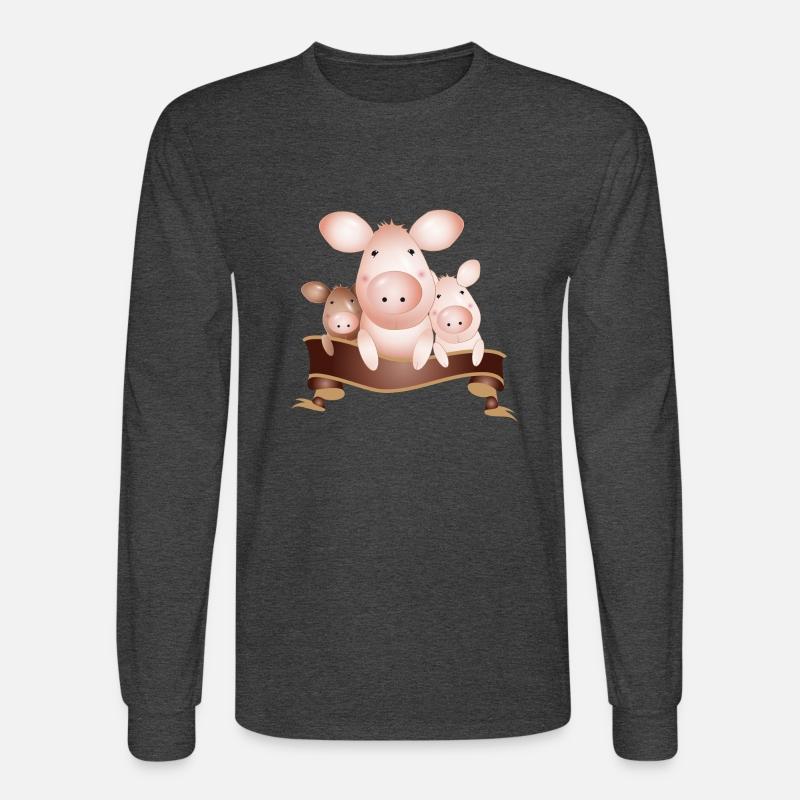 three adorable cute pigs with banner