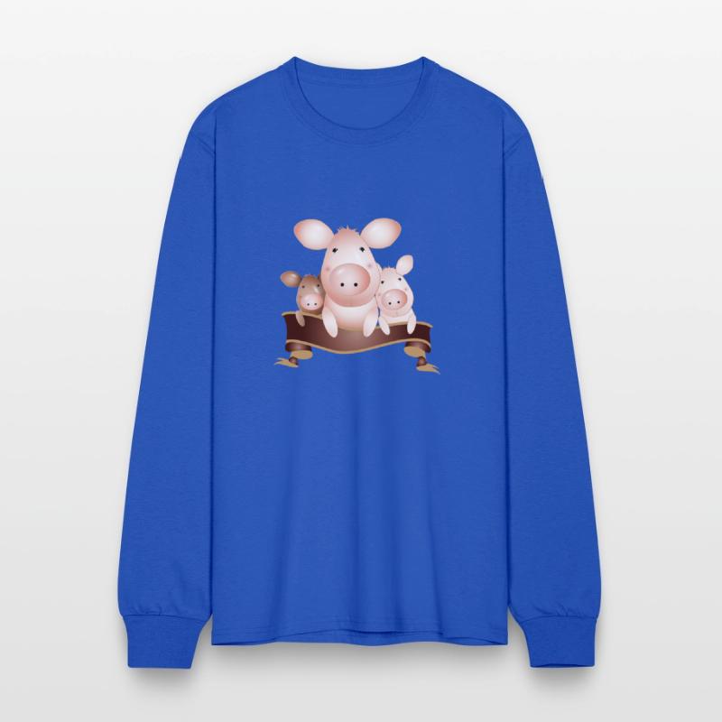 three adorable cute pigs with banner