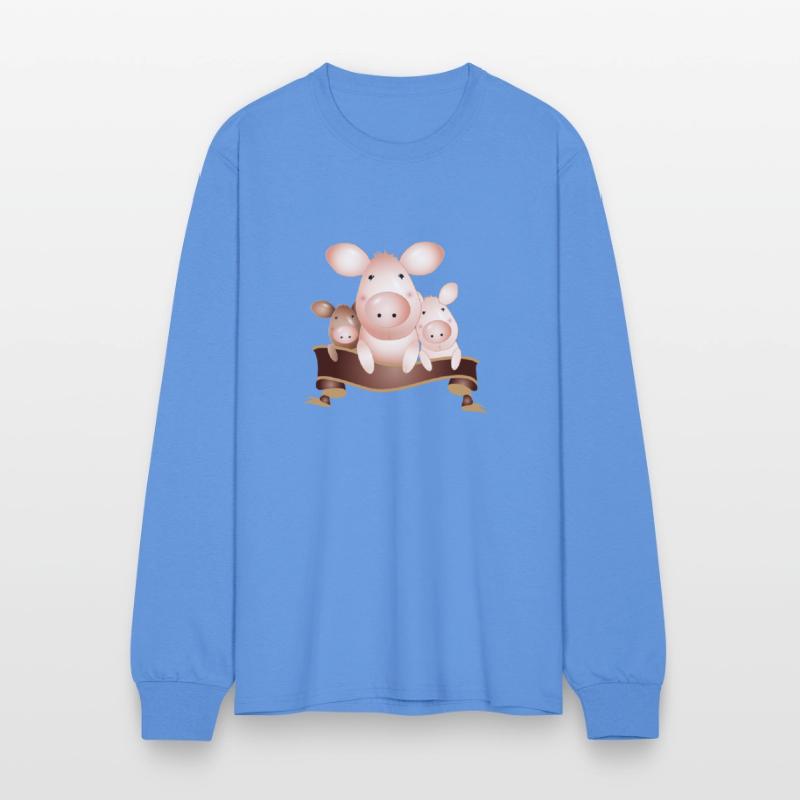 three adorable cute pigs with banner