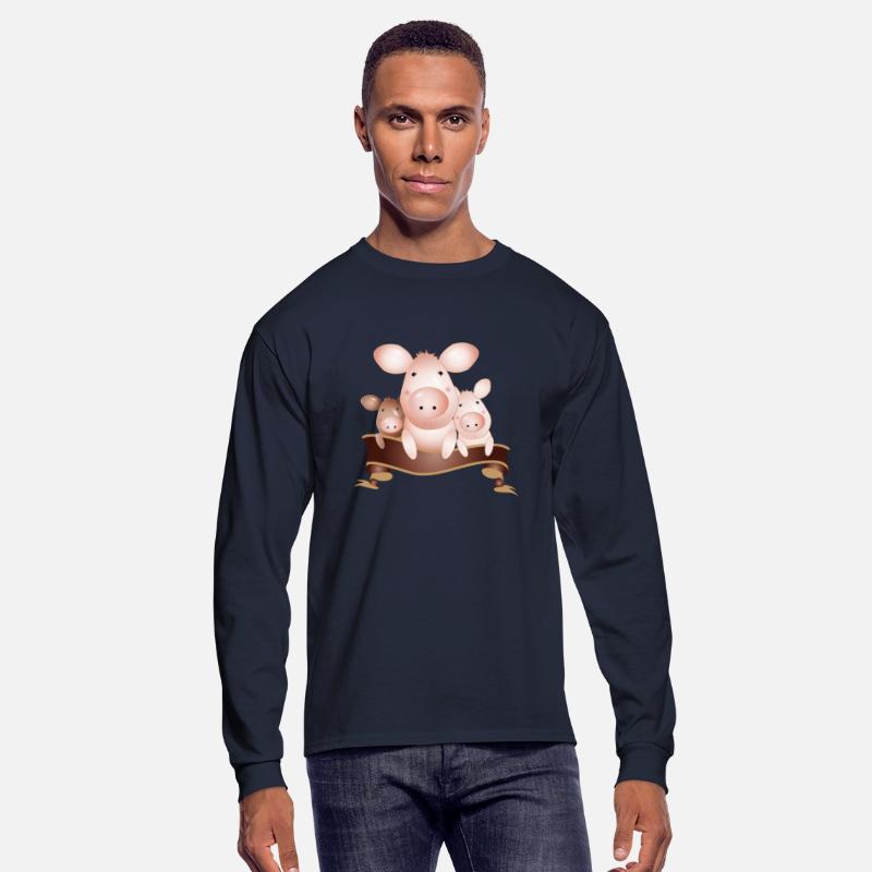 three adorable cute pigs with banner