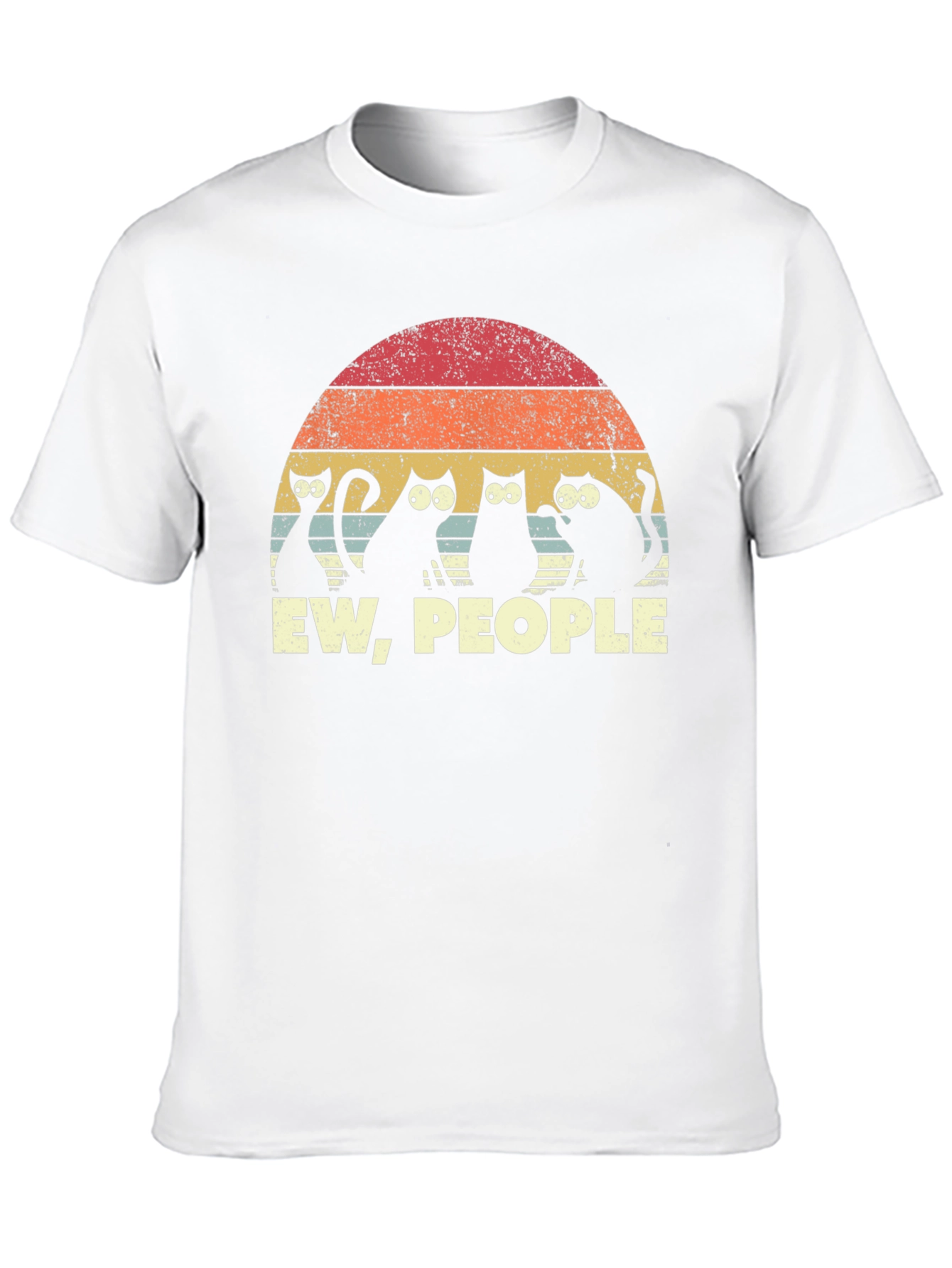 Ew People Black Cat Graphic T-Shirt Retro Sunset
