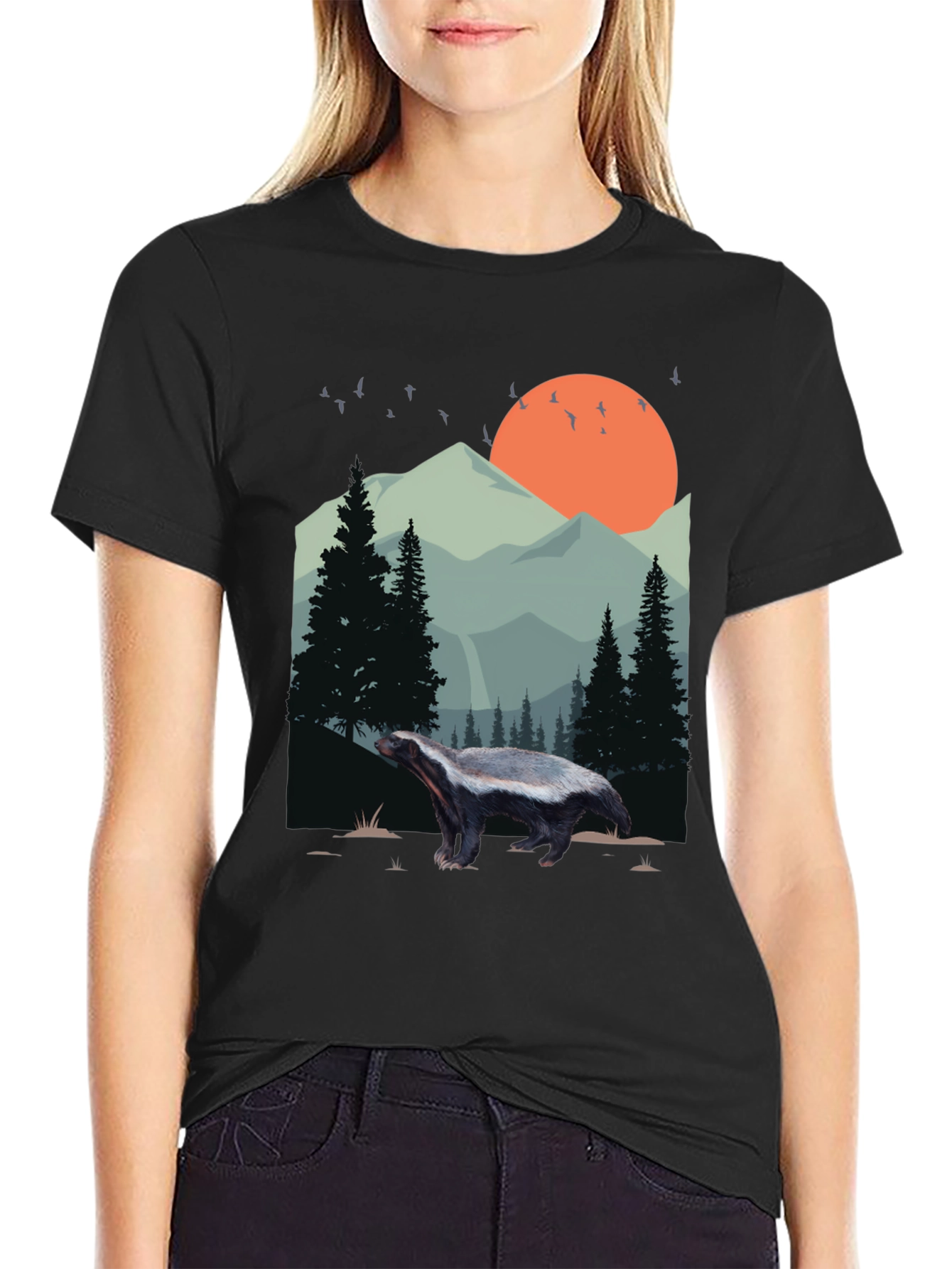 Wildlife Badger Graphic Tee - Nature Lover Shirt