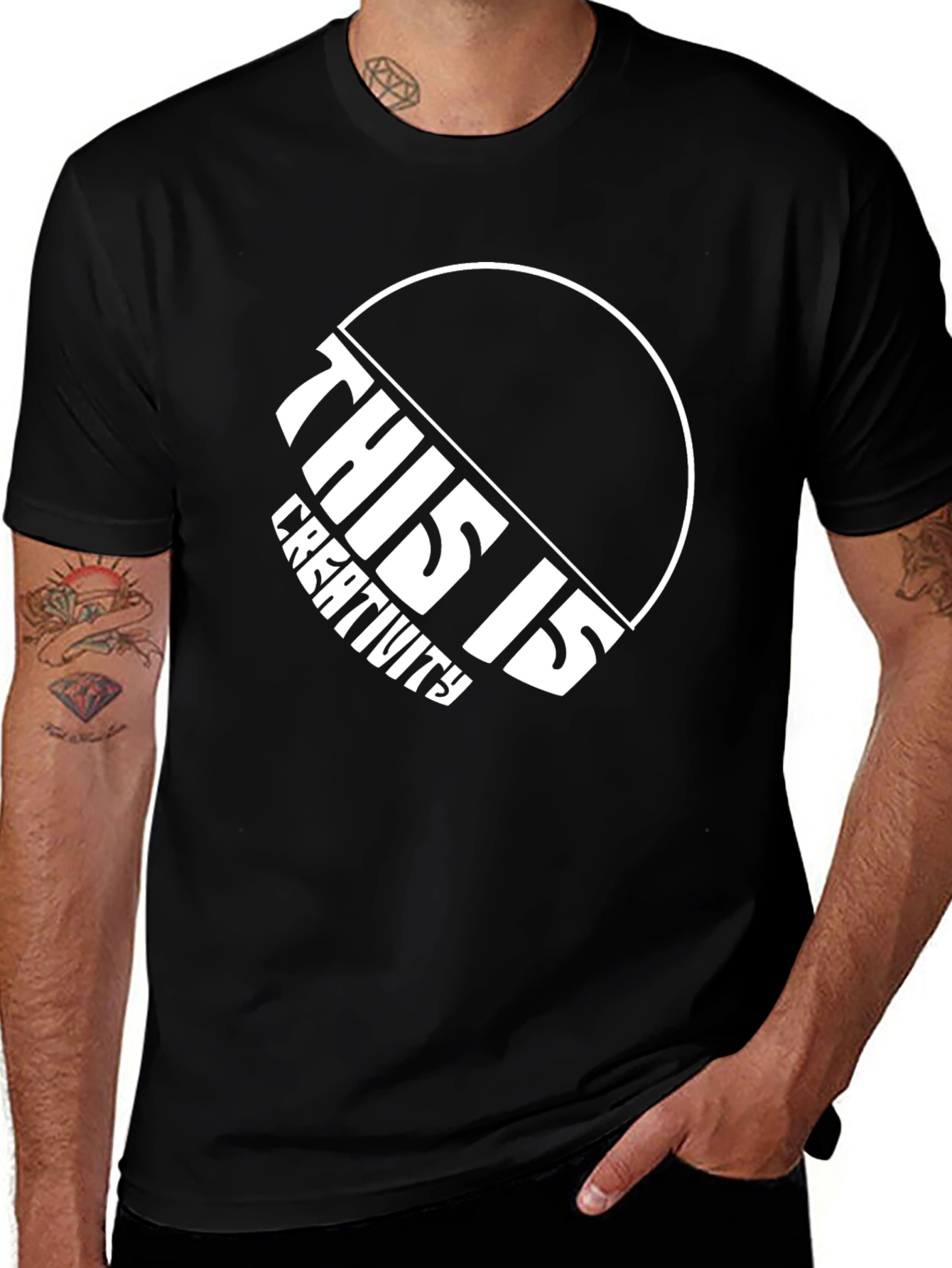 Creative Design Graphic Tee - Black