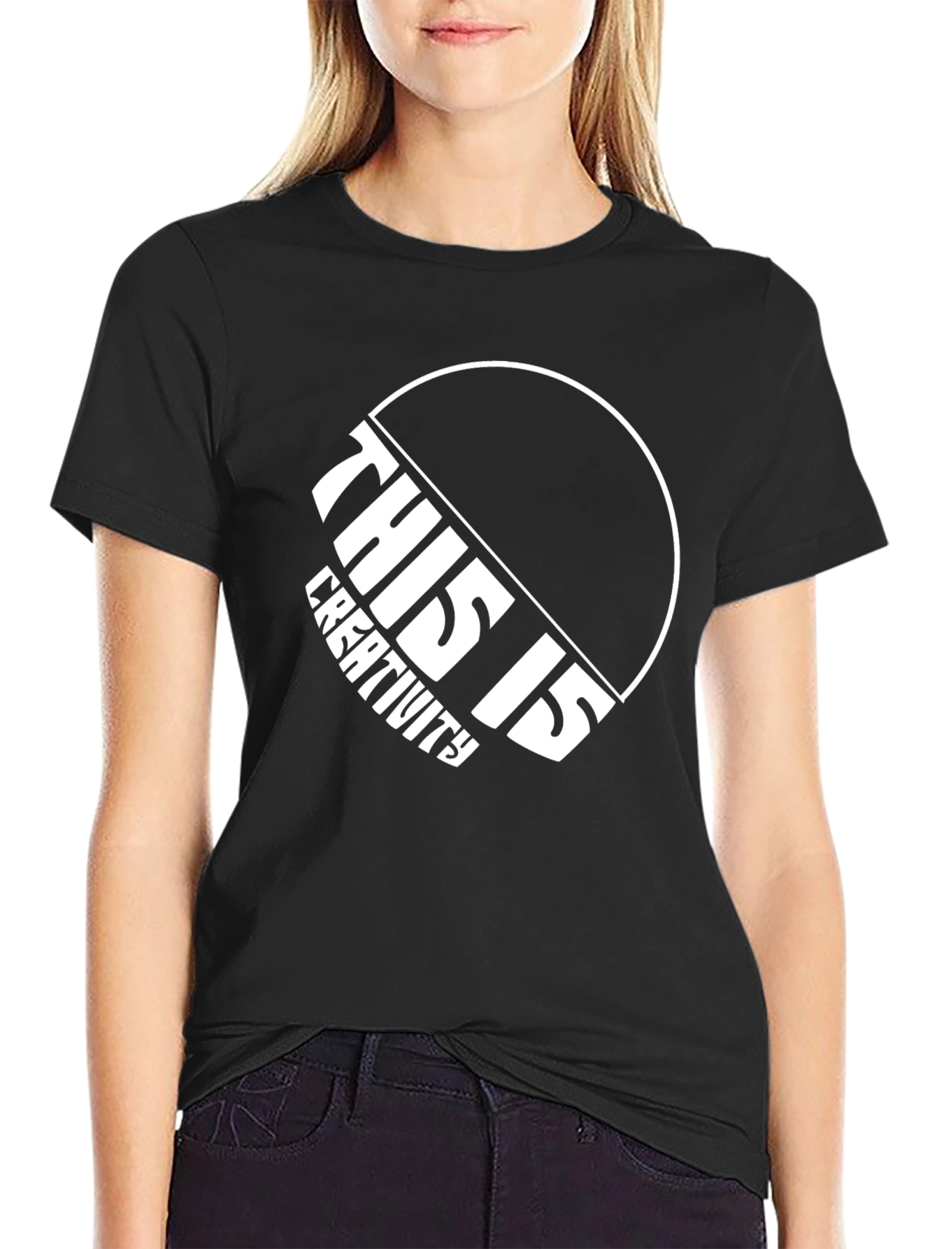 Creative Design Graphic Tee - Black