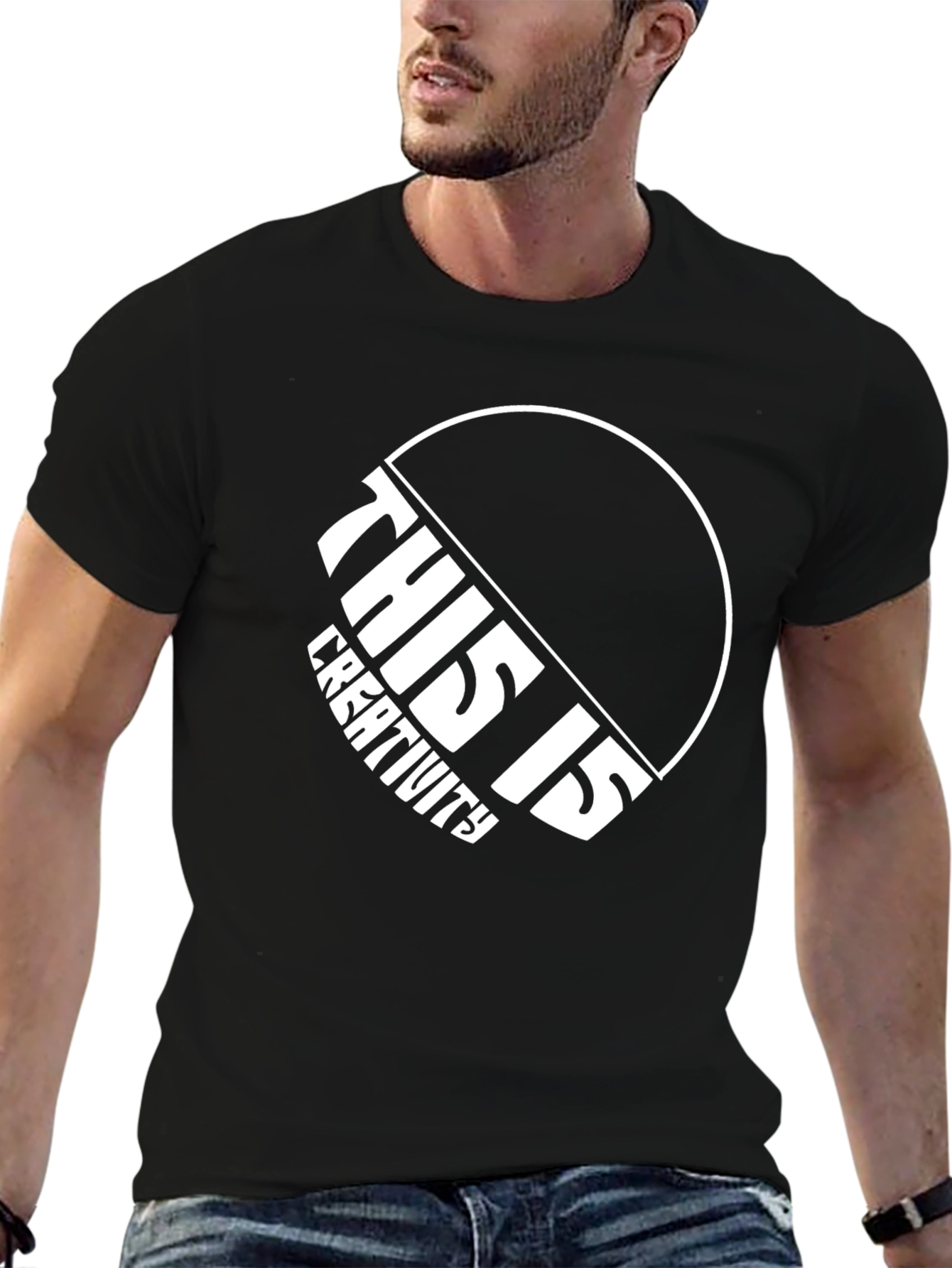 Creative Design Graphic Tee - Black