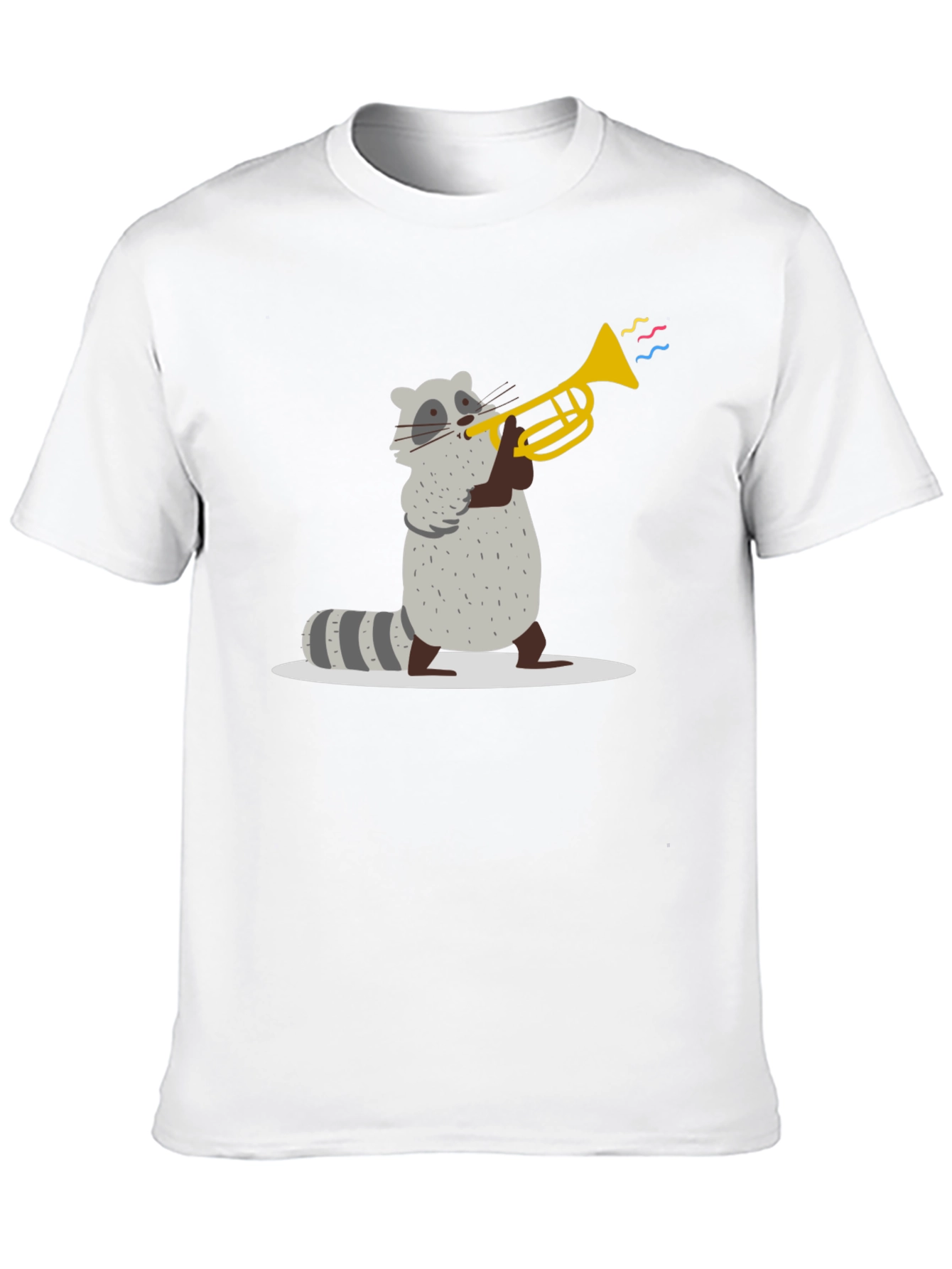 Raccoon Trumpet T-Shirt - Black Cotton Tee