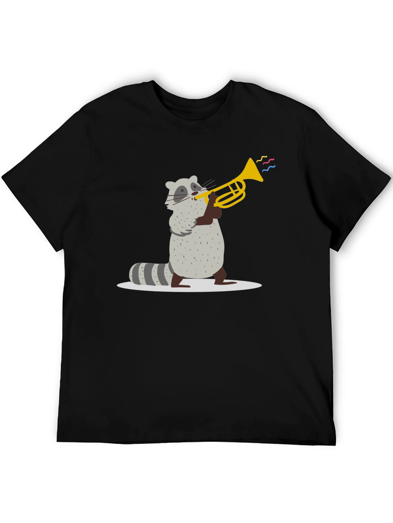 Raccoon Trumpet T-Shirt - Black Cotton Tee