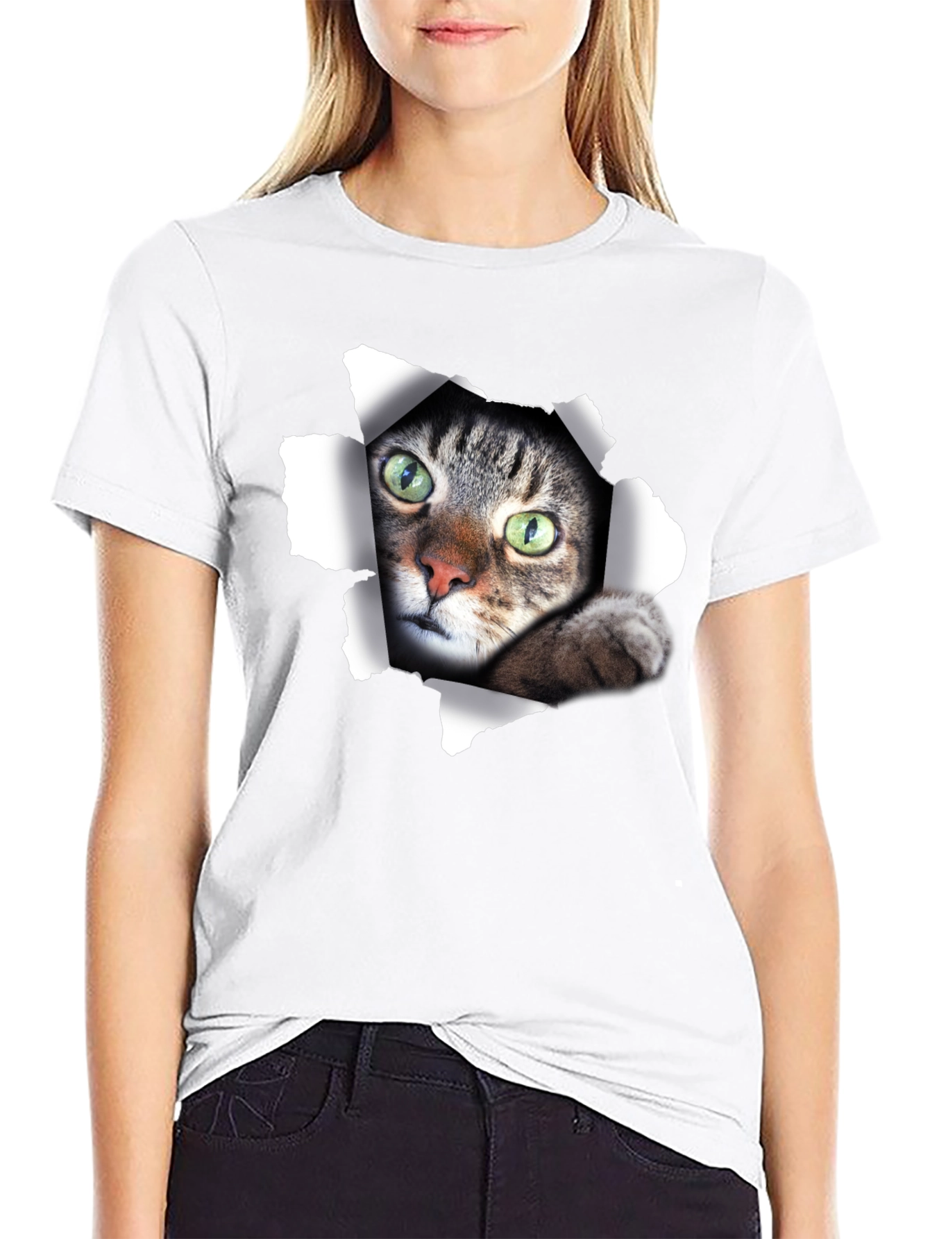 Peek-a-Boo Cat Graphic T-Shirt