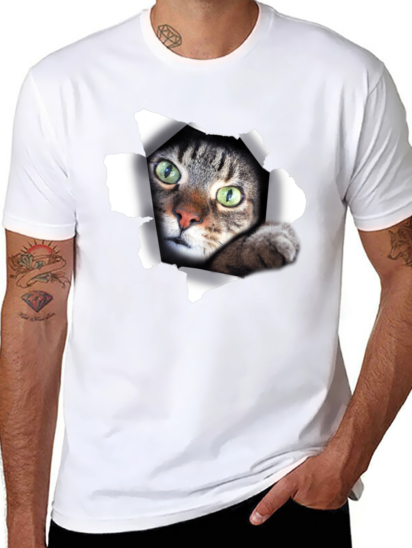 Peek-a-Boo Cat Graphic T-Shirt