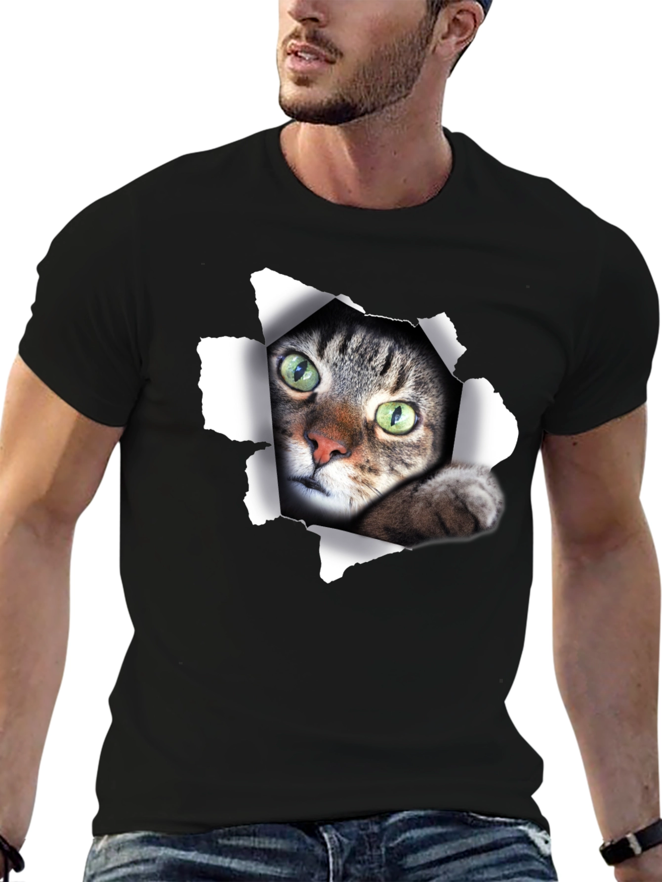 Peek-a-Boo Cat Graphic T-Shirt
