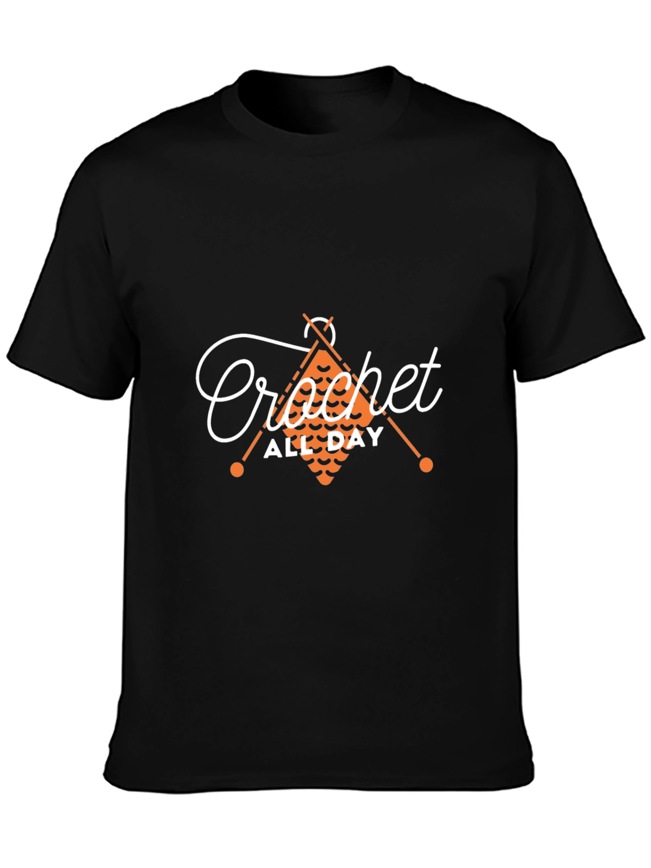 Crochet All Day Graphic Tee - Black Cotton T-Shirt
