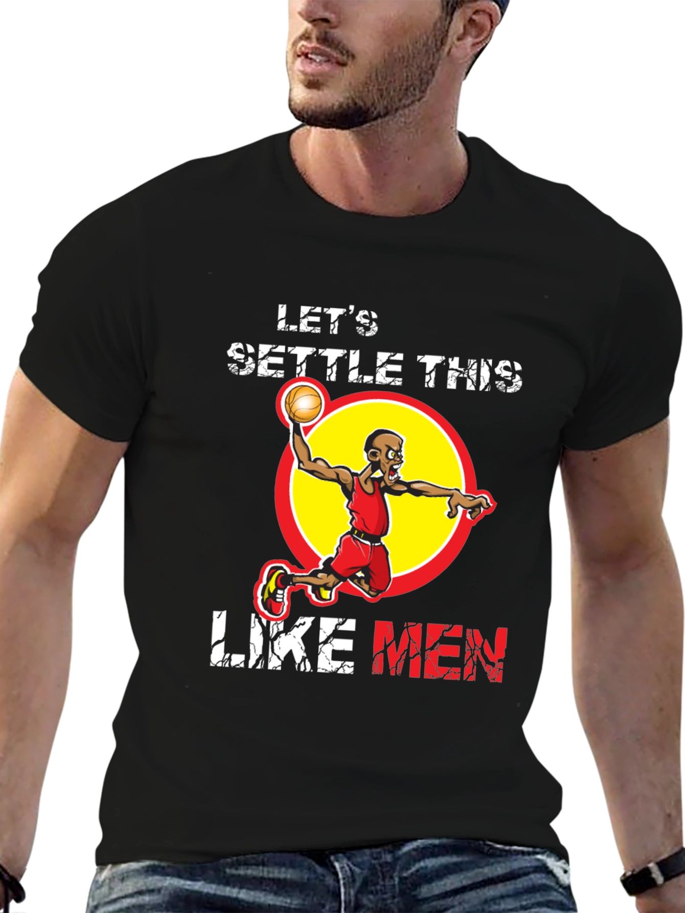 Lets Settle This Like Men Basketball Graphic T-Shirt