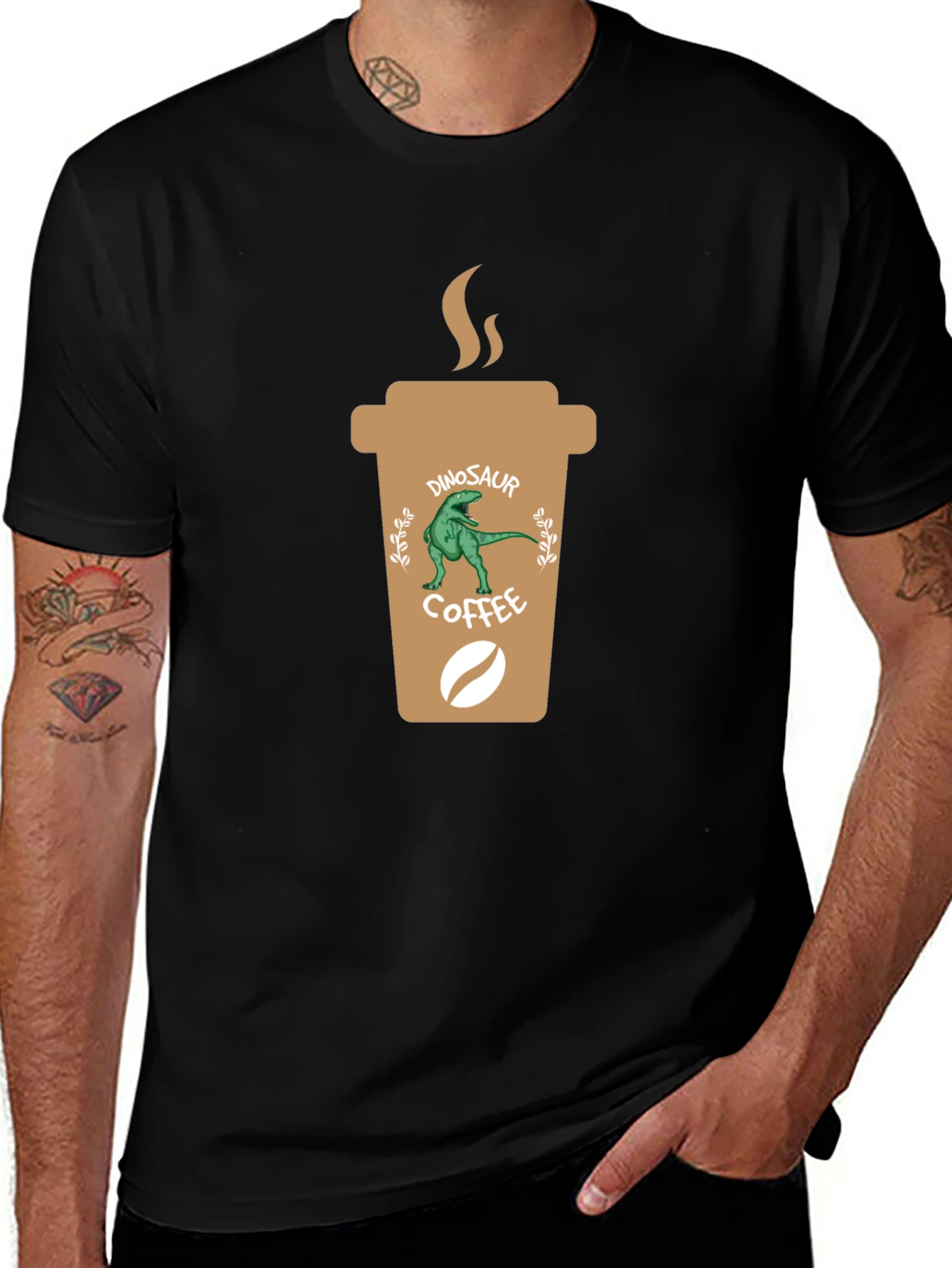 Dinosaur Coffee T-Shirt - Unique Graphic Tee