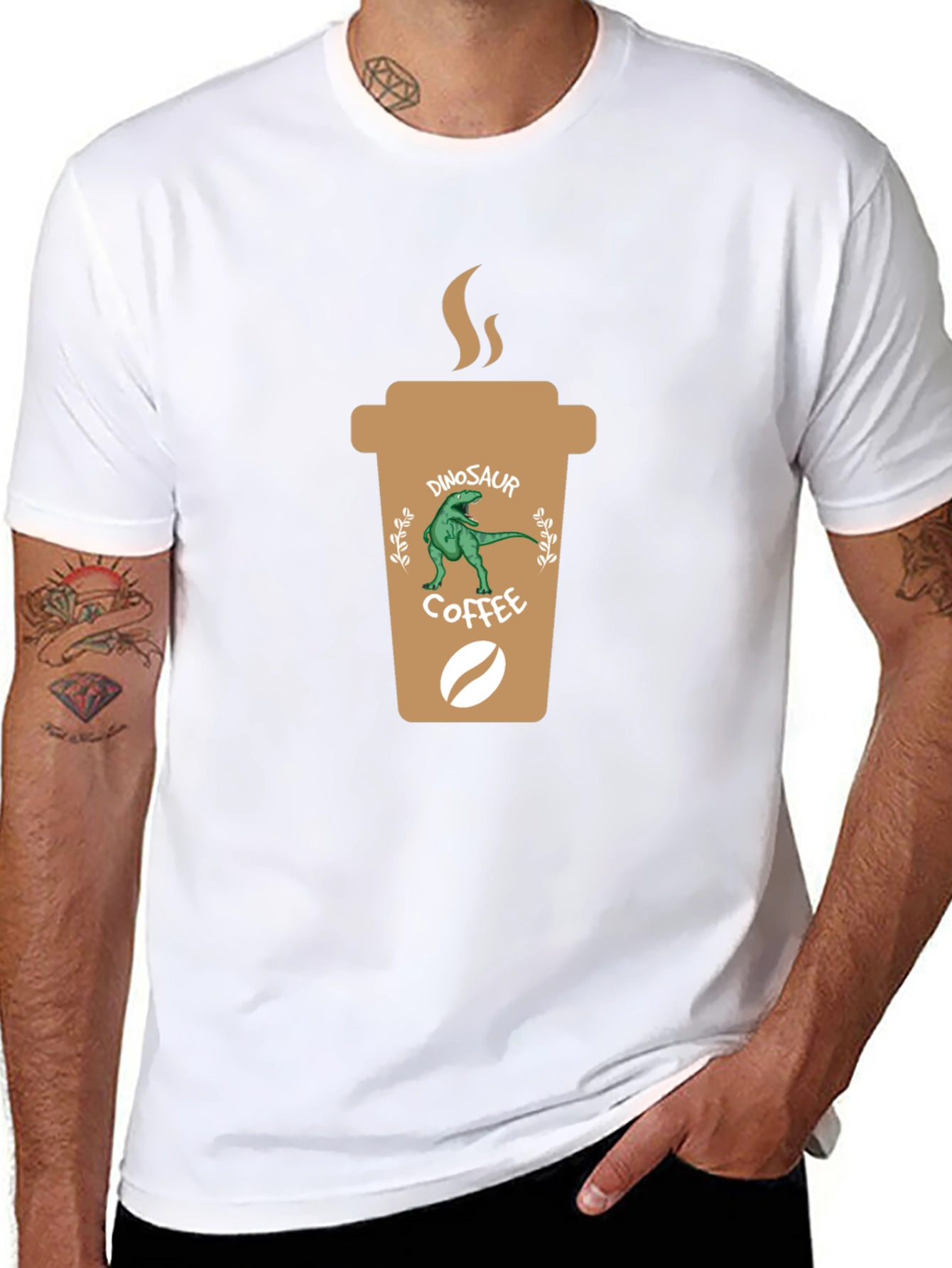 Dinosaur Coffee T-Shirt - Unique Graphic Tee
