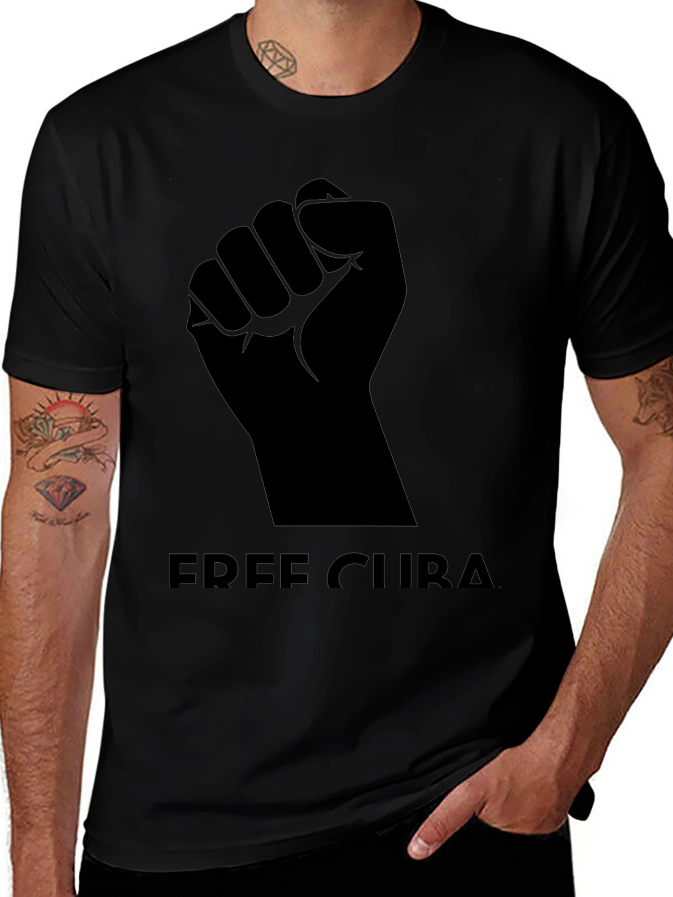Free Cuba T-Shirt - Black Graphic Tee