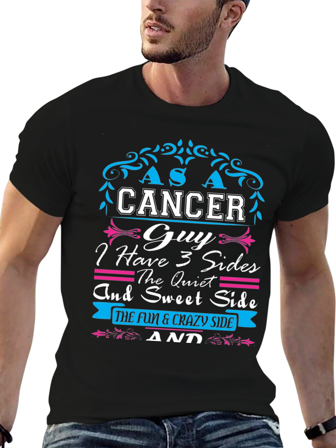 Cancer Guy 3 Sides T-Shirt - Zodiac Gift