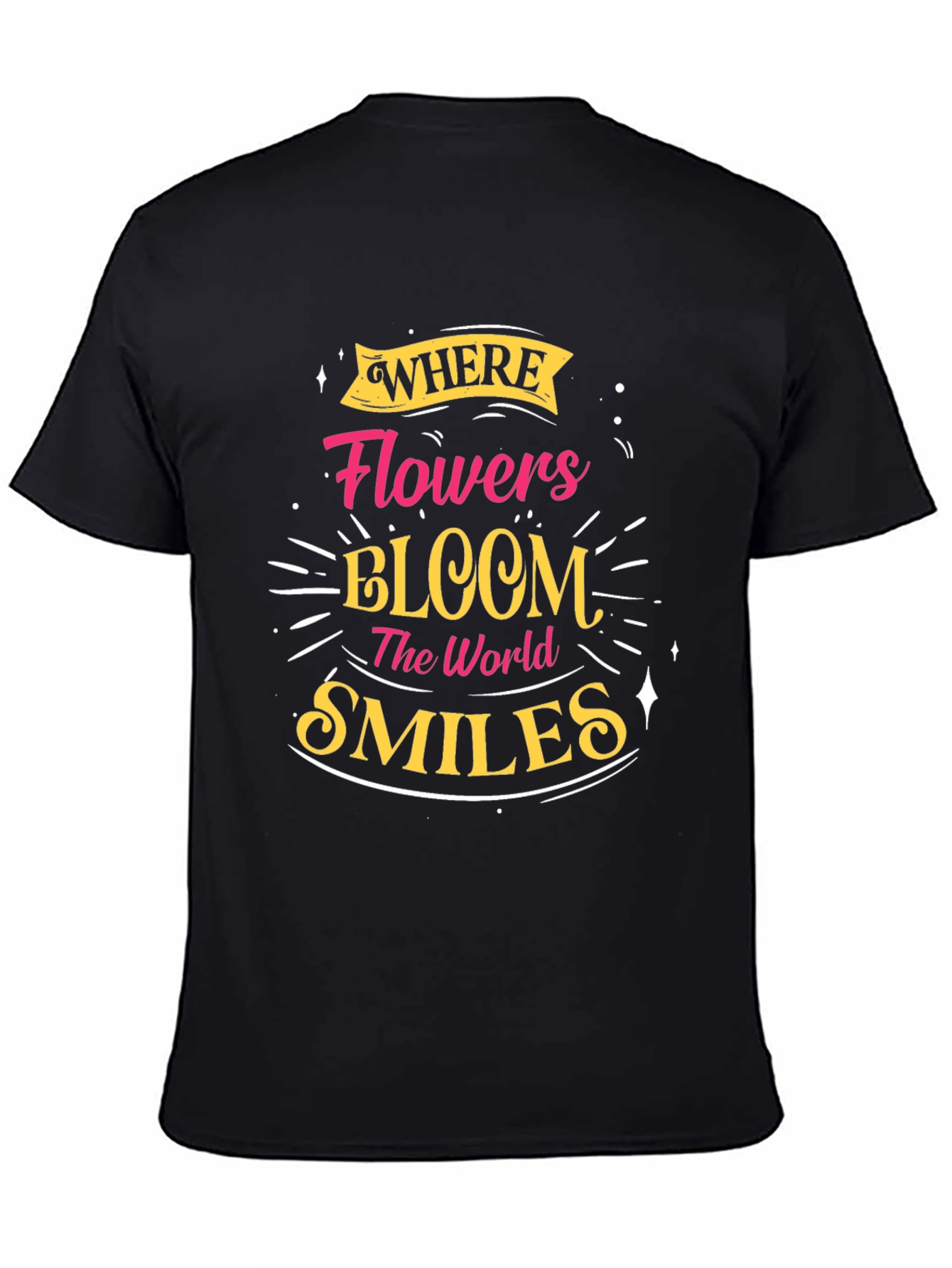 Floral Bloom Smiles Black Graphic Tee