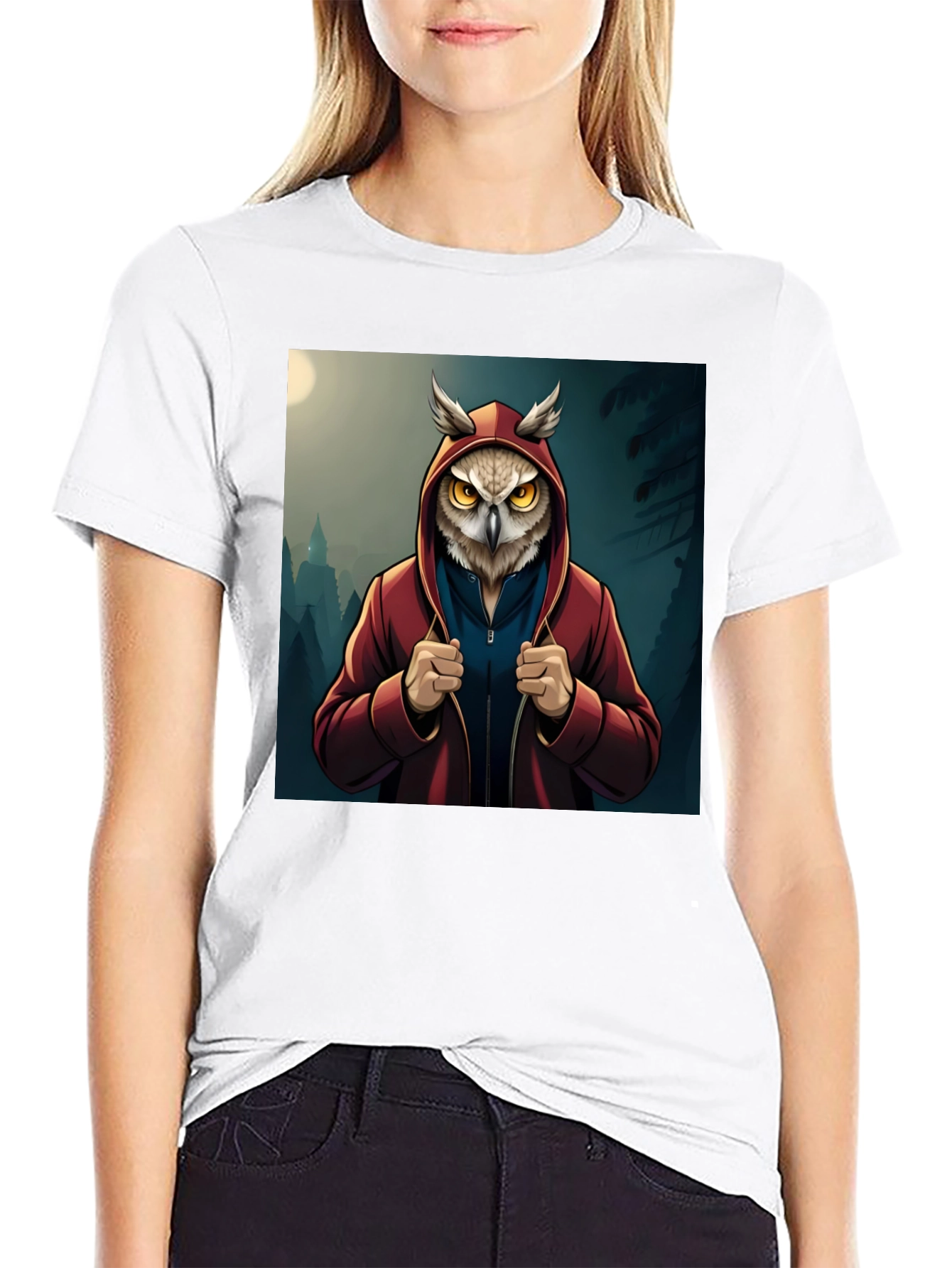 Owl Hoodie Graphic T-Shirt