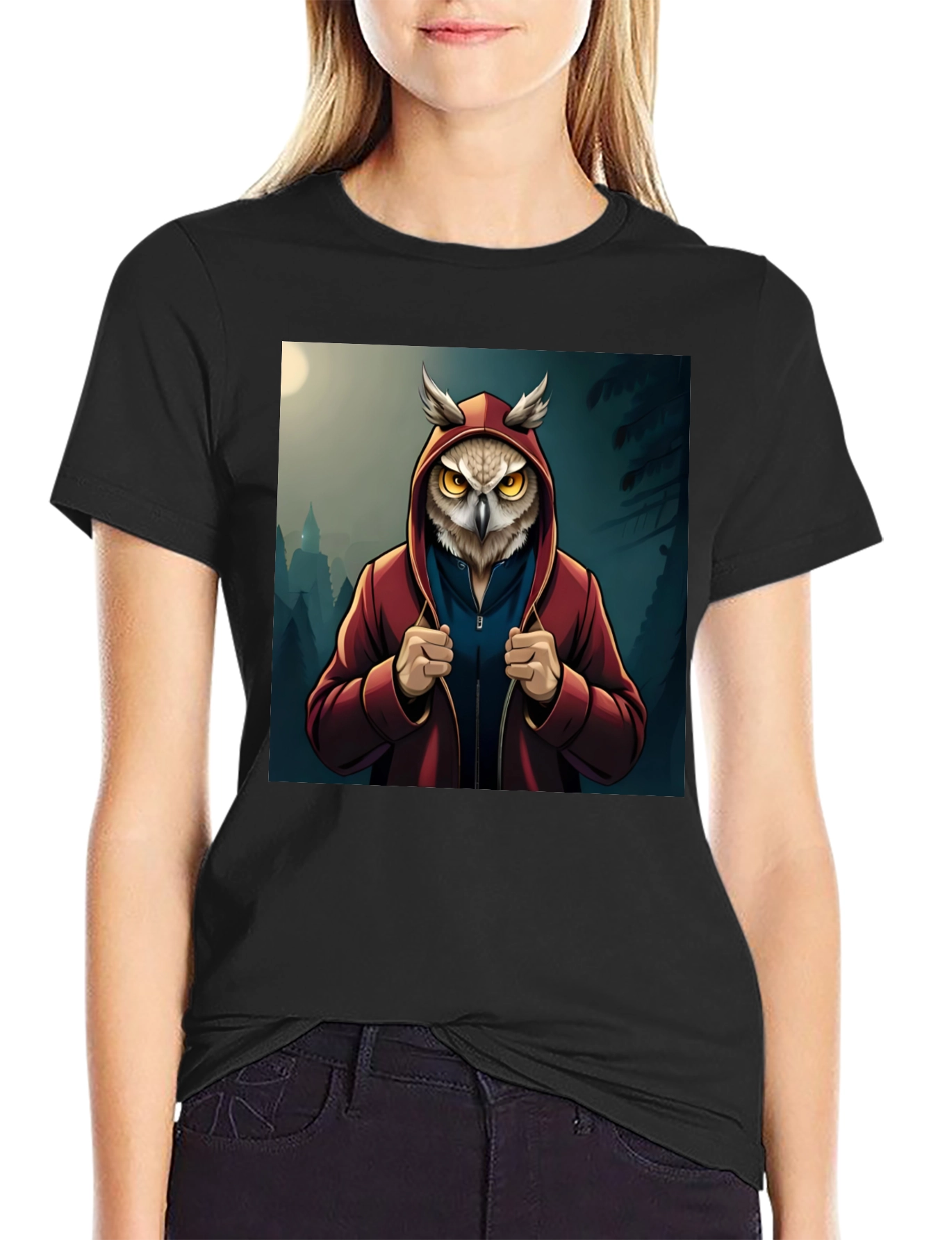 Owl Hoodie Graphic T-Shirt