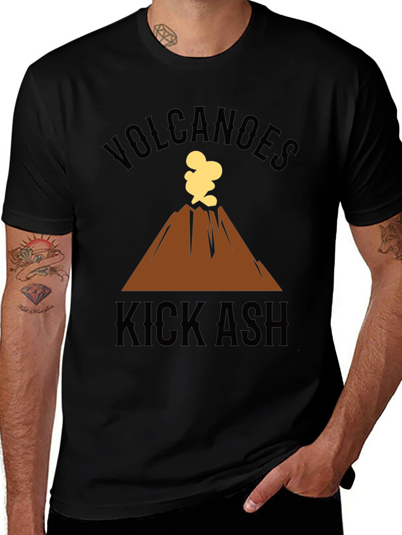 Volcanoes Kick Ash Graphic Tee - Black