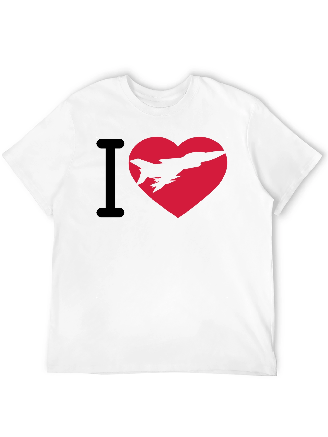 I Heart Jets Black Cotton Graphic Tee