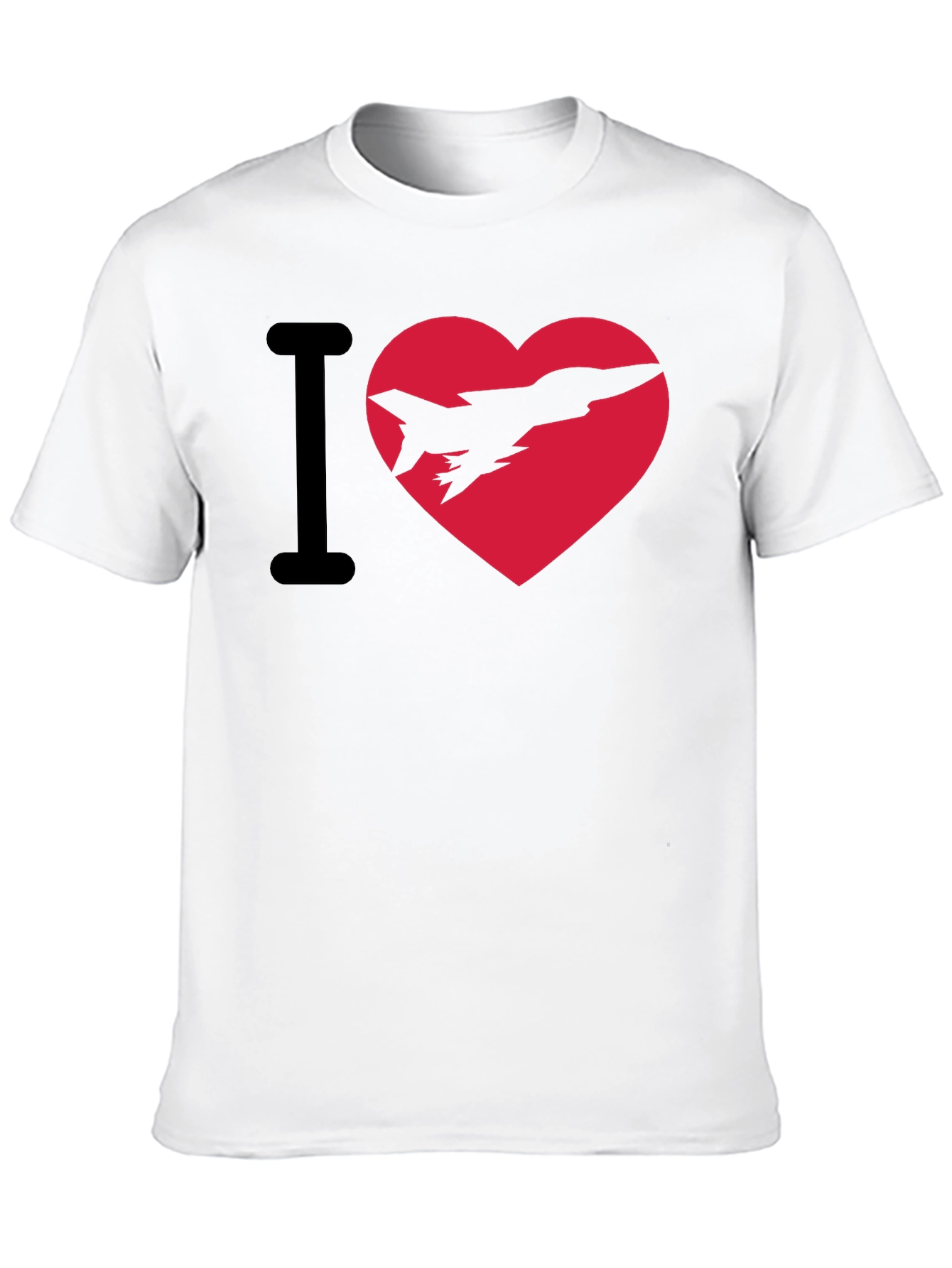 I Heart Jets Black Cotton Graphic Tee