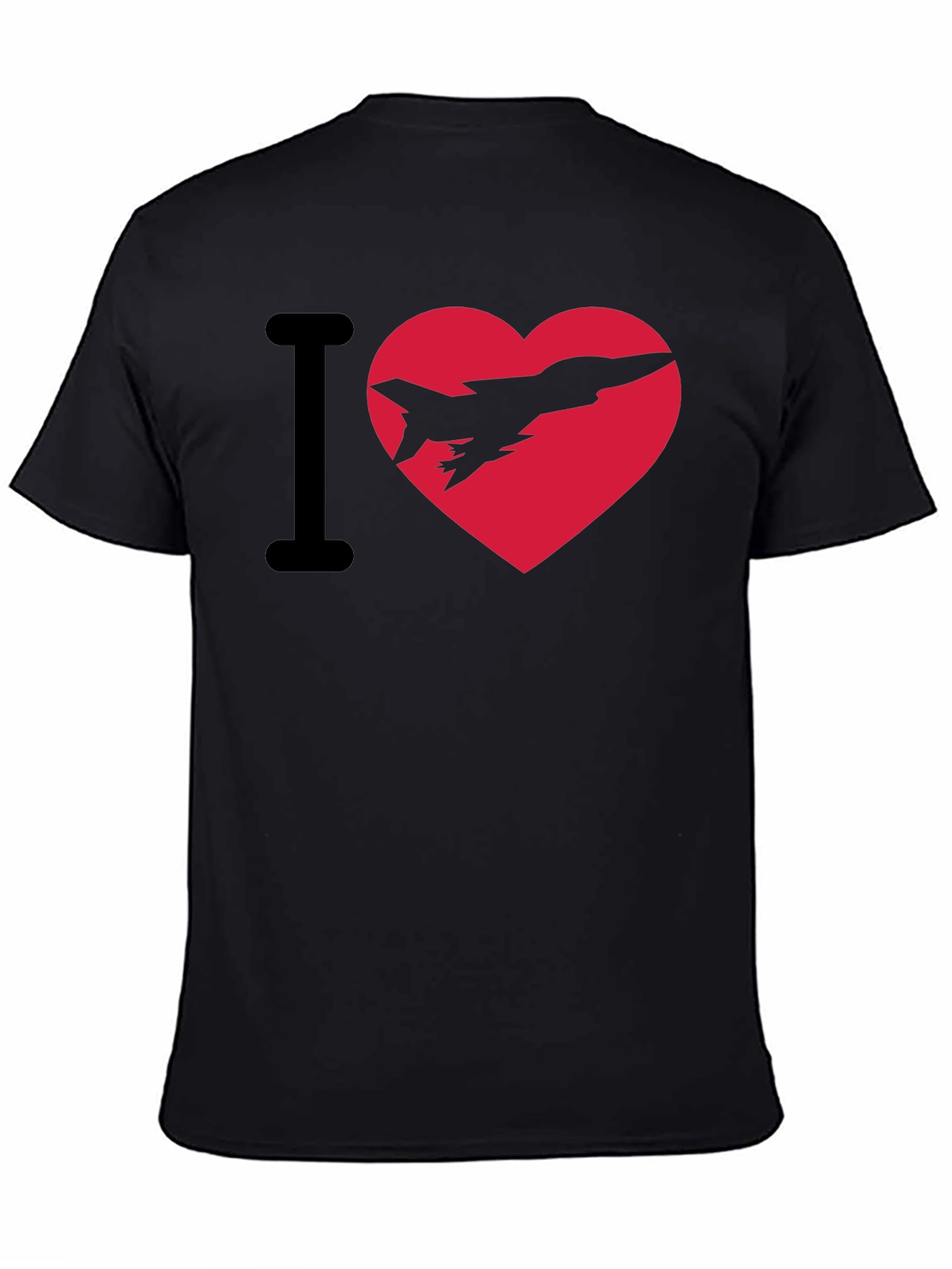 I Heart Jets Black Cotton Graphic Tee