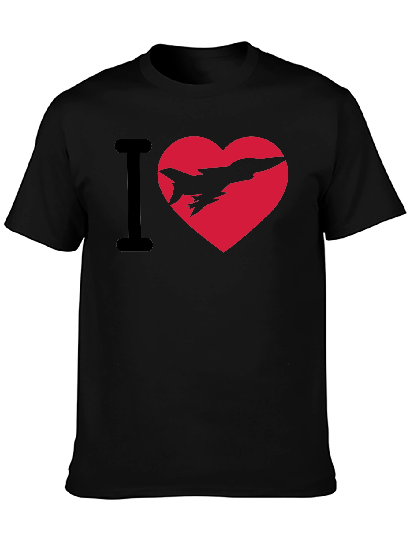 I Heart Jets Black Cotton Graphic Tee