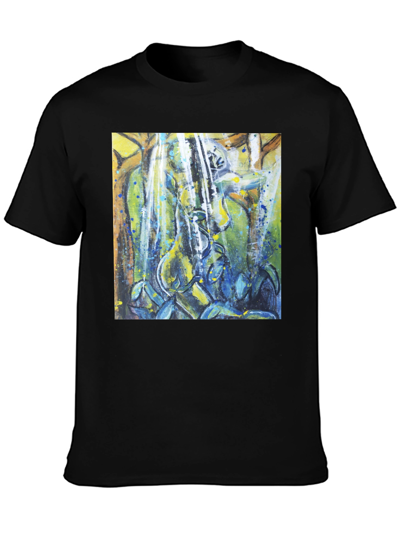 Abstract Nature Print Black T-Shirt