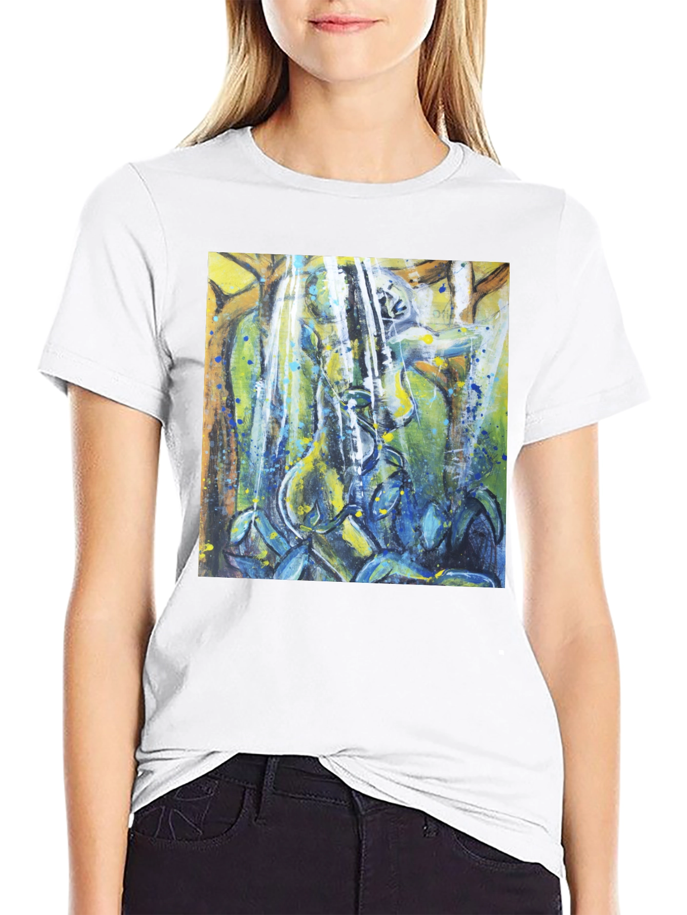 Abstract Nature Print Black T-Shirt