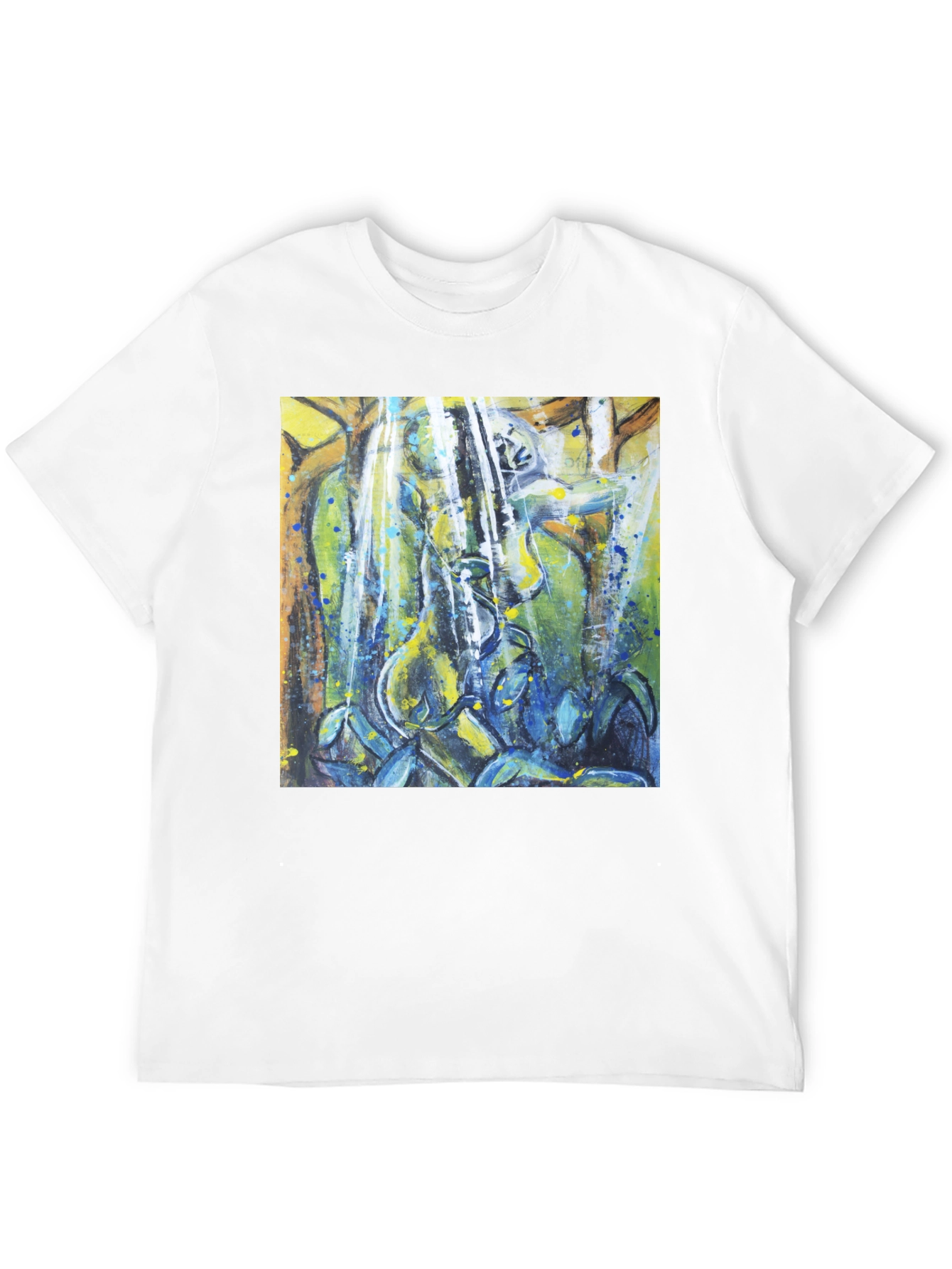 Abstract Nature Print Black T-Shirt