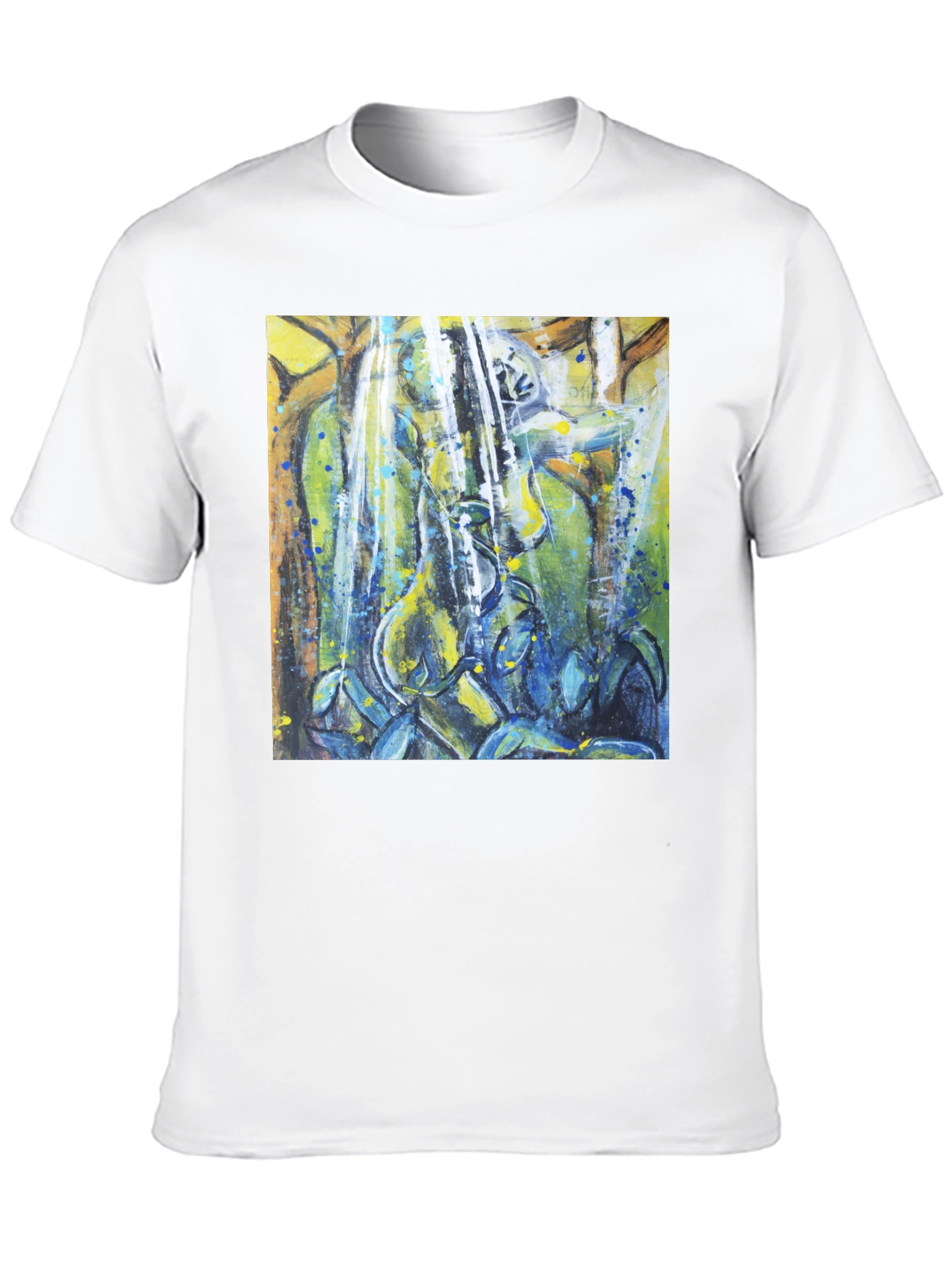 Abstract Nature Print Black T-Shirt