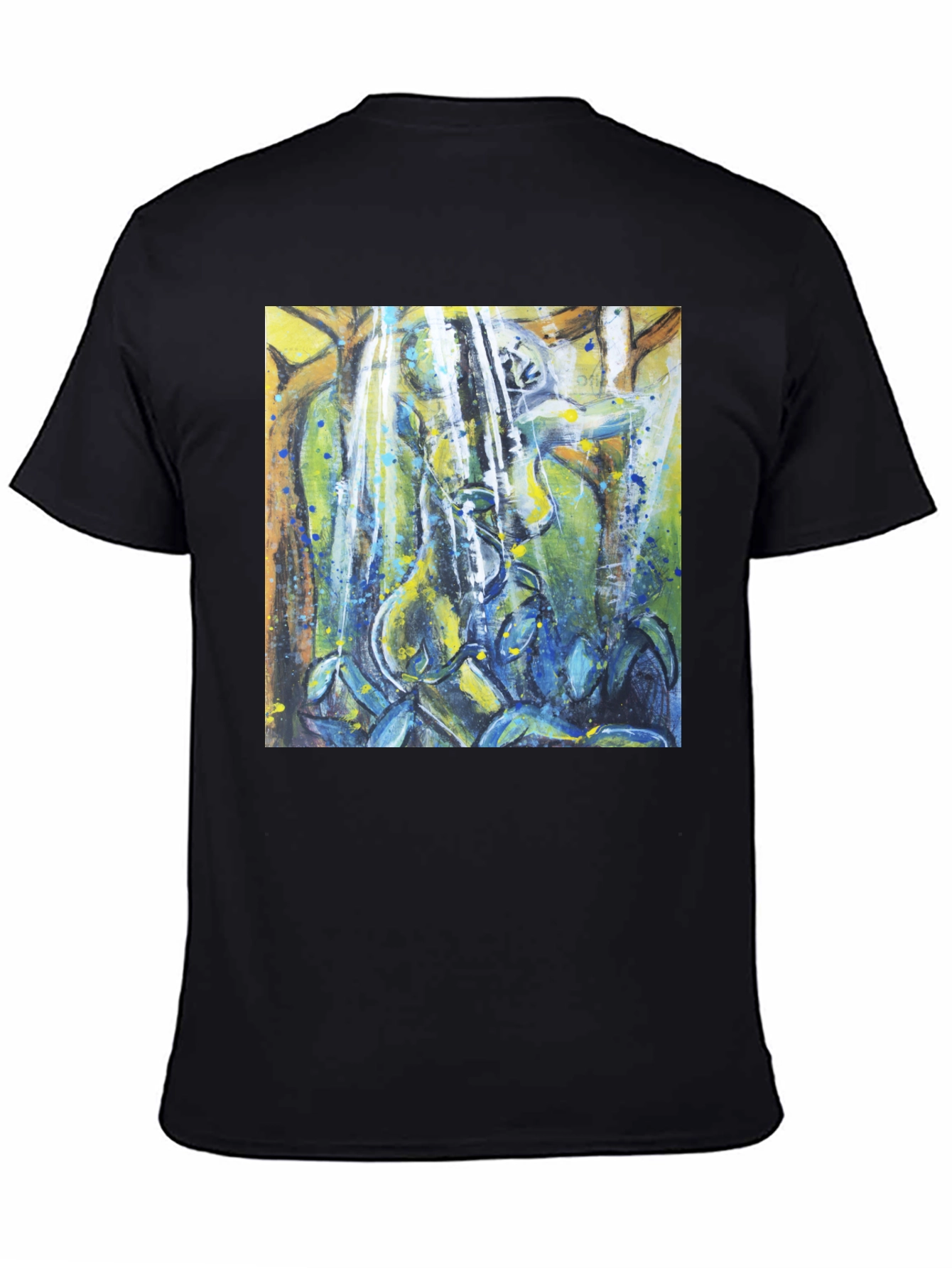 Abstract Nature Print Black T-Shirt