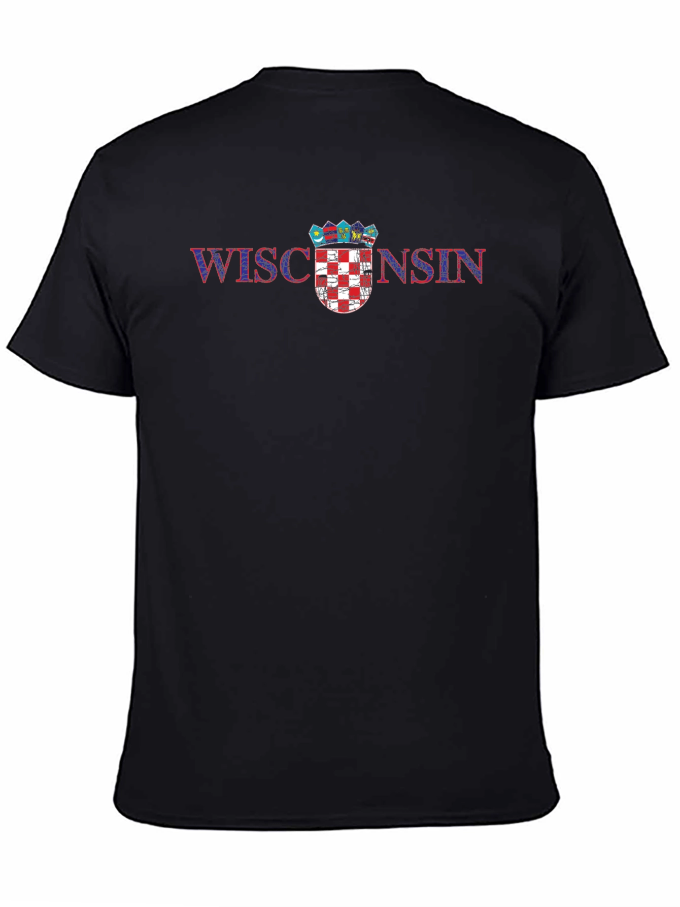 Wisconsin Graphic Tee - Mens Black Crewneck T-Shirt