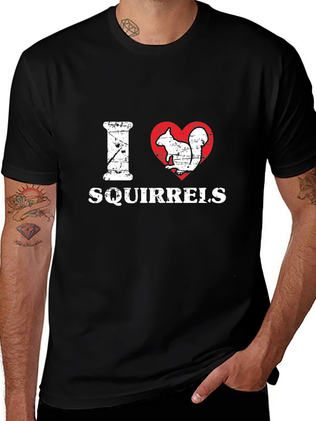 I Heart Squirrels Black Graphic T-Shirt