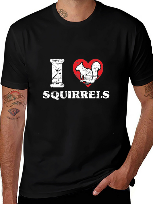 I Heart Squirrels Black Graphic T-Shirt