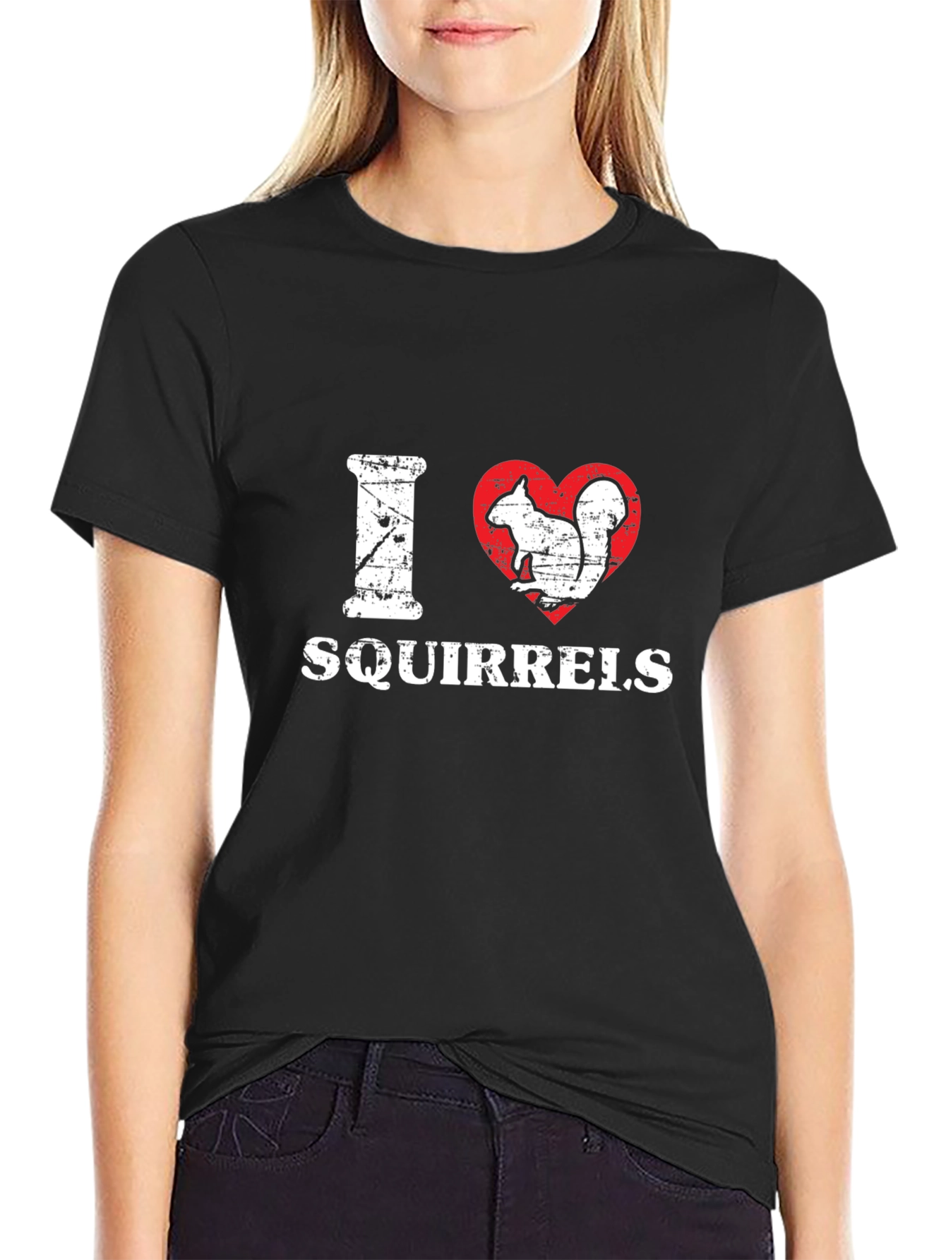 I Heart Squirrels Black Graphic T-Shirt