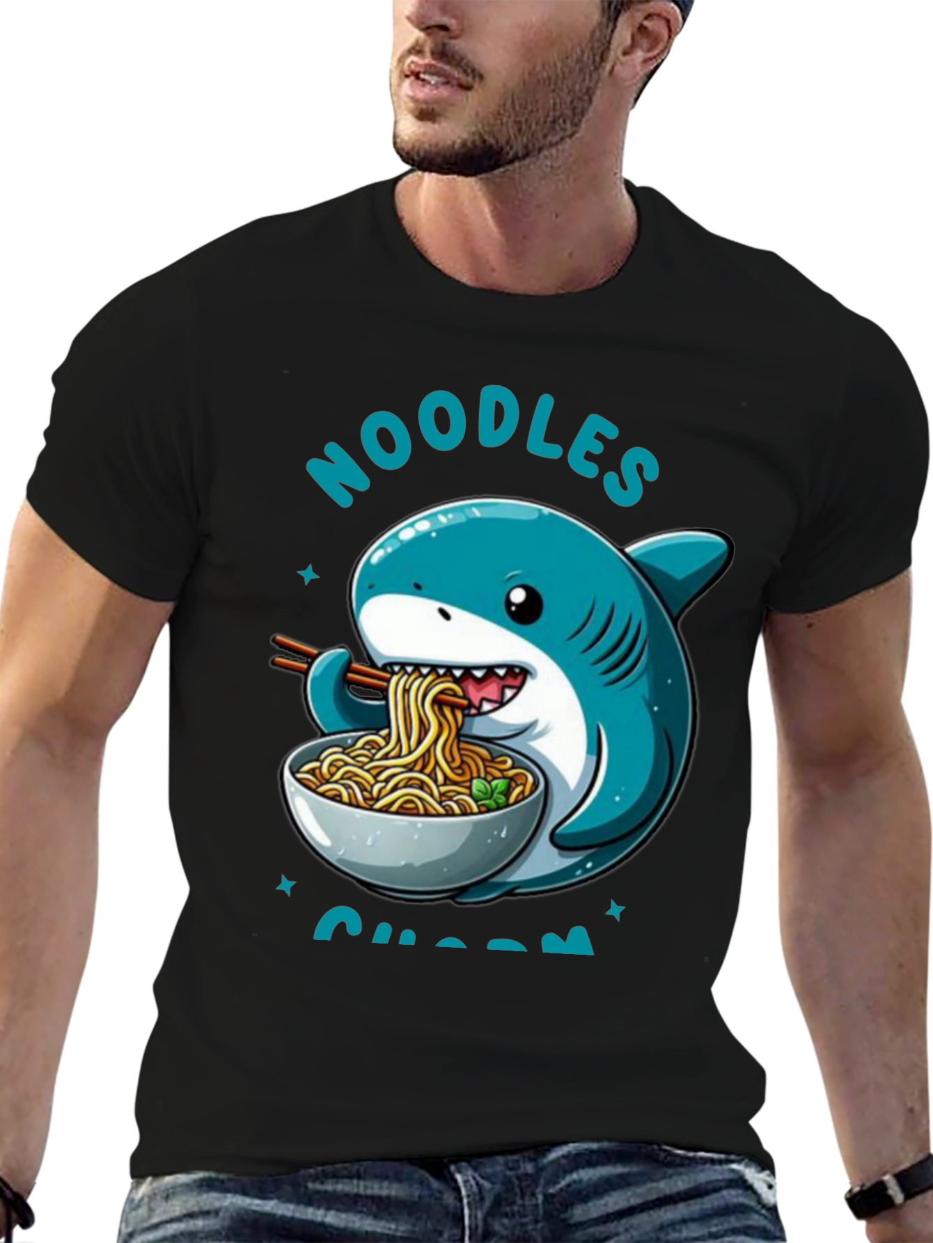 Noodles Shark T-Shirt - Cartoon Animal Ramen Tee