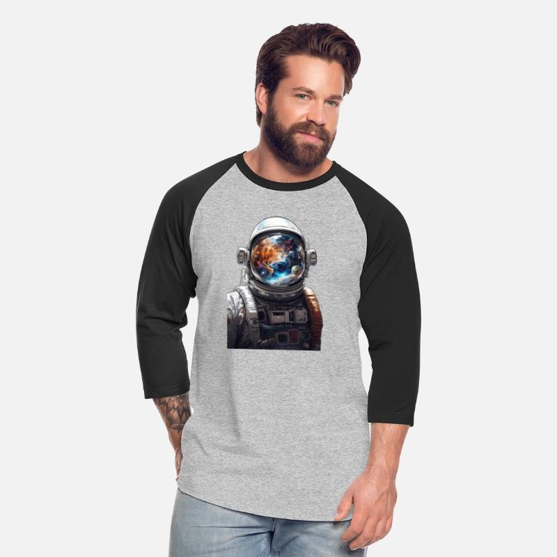 Universe in an astronaut head glass reflection.