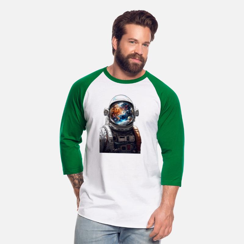 Universe in an astronaut head glass reflection.