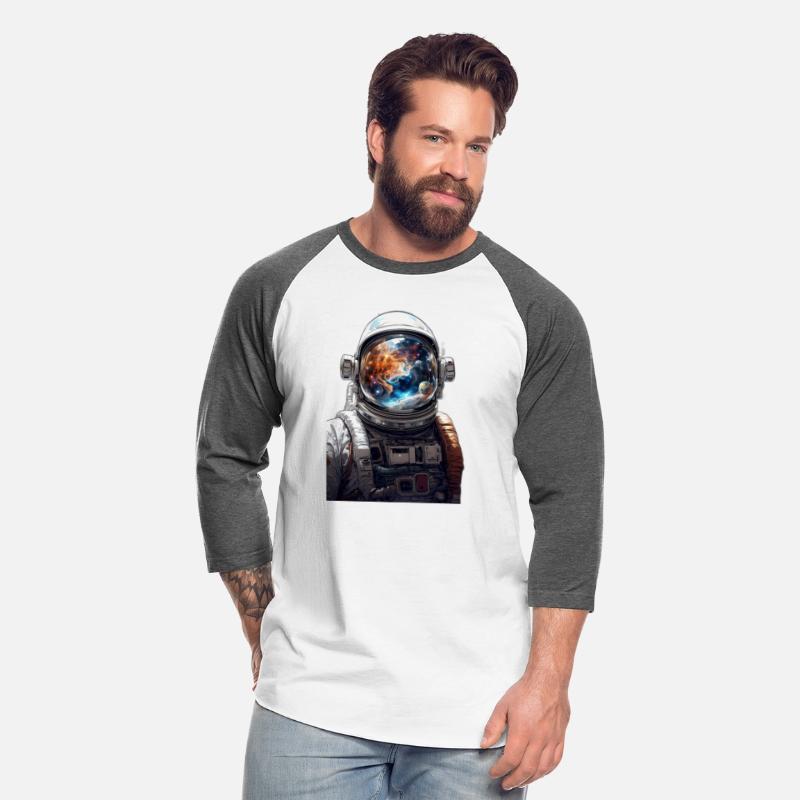 Universe in an astronaut head glass reflection.