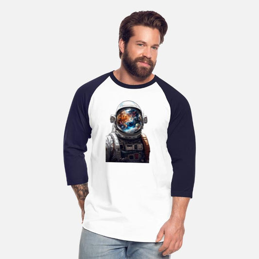 Universe in an astronaut head glass reflection.